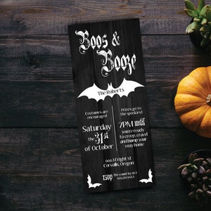 Boos and booze Halloween Party Invitation, halloween invitation, halloween party, halloween costume party invite, adult halloween