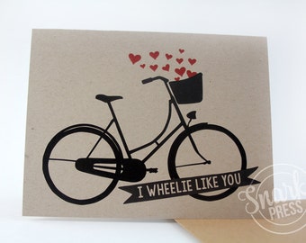 I wheelie like you card - cute love card - anniversary card - love card - funny love card - i love you card - cute anniversary - bicyclist