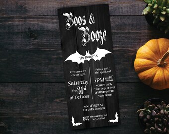 Boos and booze Halloween Party Invitation, halloween invitation, halloween party, halloween costume party invite, adult halloween