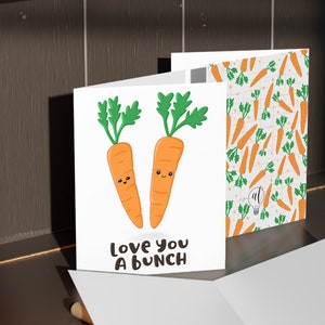 Love you a bunch cute carrot spring Greeting Card box set, cute spring card, food pun blank card box set 1, 8, 16 pcs image 1