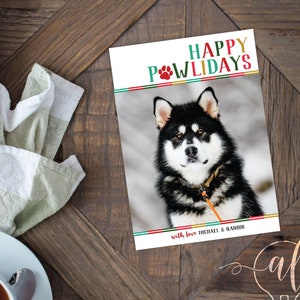 Happy Pawlidays Kerstfotokaart - Fotokerstkaart - Hondkerstkaart - Kerstfotokaart - Hondvakantiefotokaart - Dierenkaart