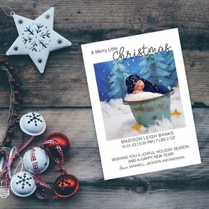 Vrolijke kleine kerstfotokaart - fotokerstkaart - babyaankondiging Kerstkaart - geboorteaankondiging - vakantiefotokaart
