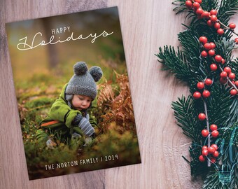 Happy Holiday Christmas Photo Card, photo Christmas card, Christmas holiday card, digital Christmas card, printable Holiday card