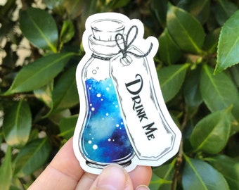 Drink Me Galaxy Vinyl Sticker: Waterproof Laptop Decal