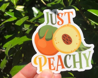 Just peachy sticker, summer sticker, laptop decal,  vinyl decal, phone sticker, waterproof sticker, water bottle sticker, hipster