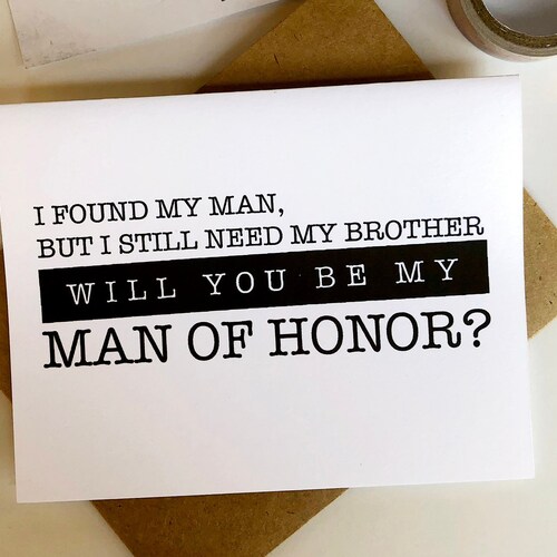Card for Man of Honor. Man of Honor Wedding Card. Man of Honor Etsy