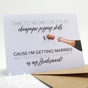 Bridesmaid proposal - Be my Bridesmaid - will you be my - bridal party card- bridesmaid invite - wedding party - bridal party -champagne