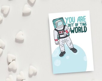 You are out of this world kids printable valentines, printable astronaut valentines, instant download valentines cards for kids , school