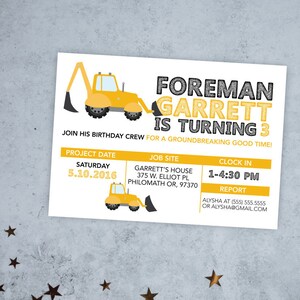 Construction truck invitation, construction party, construction invite, construction theme, dump truck invite, under construction birthday