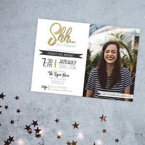 Shhh Surprise birthday invitation, adult birthday invitation, surprise invitation, 40th birthday, 50th birthday, 60th birthday invite