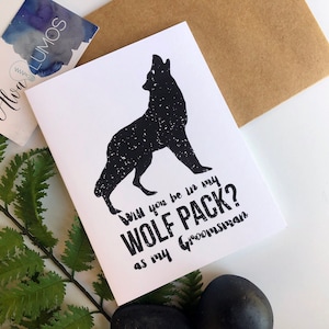 Va vous être ma carte de garçon d’honneur, la meute de loups première proposition, sera vous mes garçons d’honneur, les cartes de proposition de garçons d’honneur, garçons d’honneur invitent carte