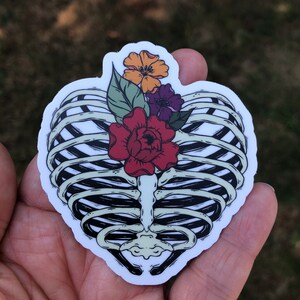 Witchy vibes sticker, floral sticker, witch sticker, skeleton vinyl decal, phone sticker, waterproof sticker, water bottle sticker, goth image 4