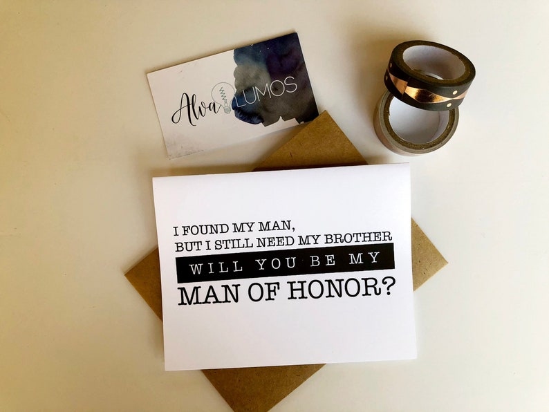 Will you be my Man of Honor card Be My Man of honor wedding card, Man of honour card, Man of honor proposal card, wedding party card image 1