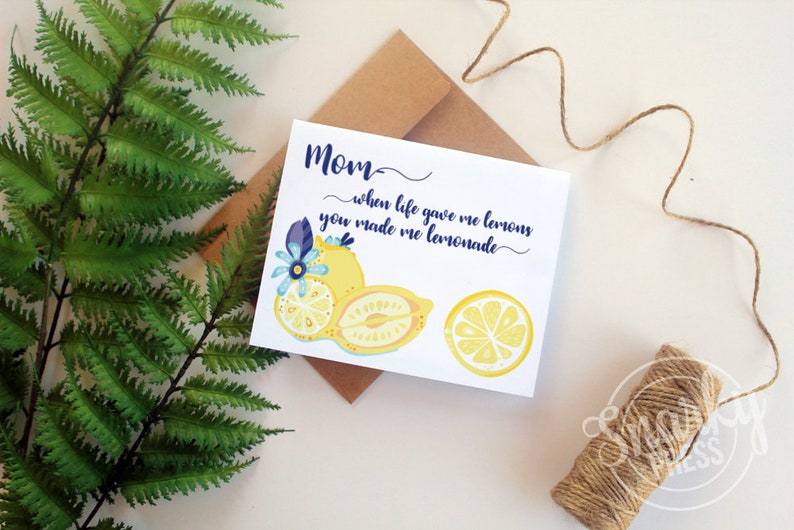 Lemon Print Mom Card Mothers Day Card Mother's Day - Etsy UK