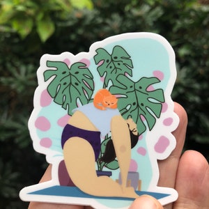 Yoga with your cat stickers, yoga stickers, workout stickers.