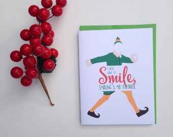 Elf Christmas Card Set of 8 - Elf "I just like to smile, smiling's my favorite" - Elf christmas card - funny christmas card box set