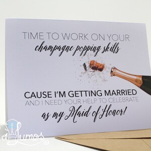 Maid of Honor Proposal Card: Champagne Theme, Bridal Party Invite