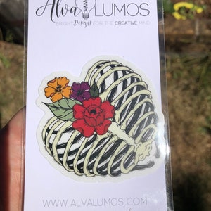 Witchy vibes sticker, floral sticker, witch sticker, skeleton vinyl decal, phone sticker, waterproof sticker, water bottle sticker, goth image 2
