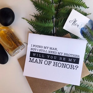 Will you be my Man of Honor card Be My Man of honor wedding card, Man of honour card, Man of honor proposal card, wedding party card image 3