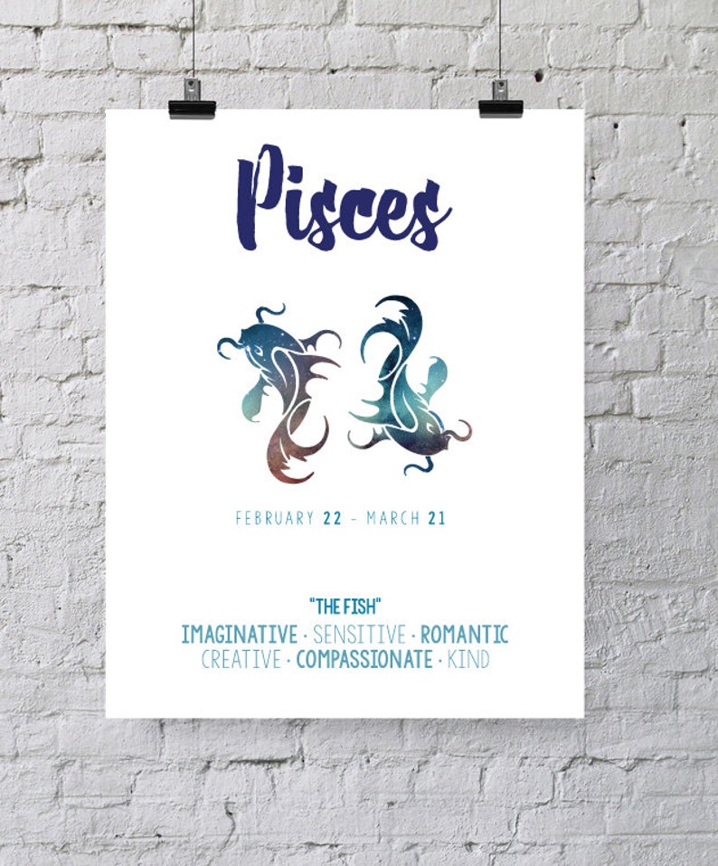 Pisces Zodiac Wall art Zodiac art Wall art Astrology Etsy