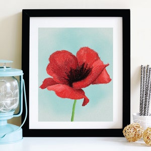Poppy art, poppy digital painting, poppies art, floral wall art, poppy wall art, poppy wall decor, poppy flower instant download