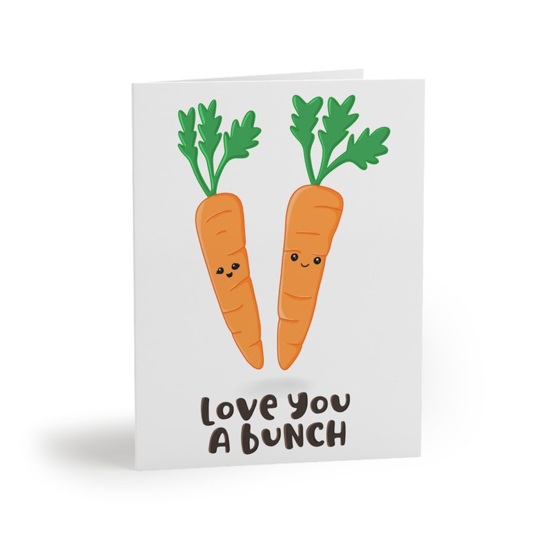 Love you a bunch cute carrot spring Greeting Card box set, cute spring card, food pun blank card box set 1, 8, 16 pcs image 2