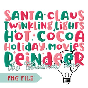 Papai Noel, luzes cintilantes, chocolate quente, filmes de férias, rena é época de natal png, férias png, natal png