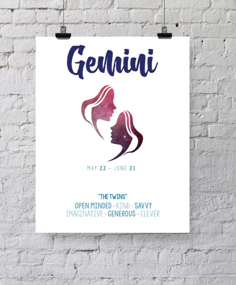 Gemini Zodiac Wall art Zodiac art Wall art Astrology | Etsy