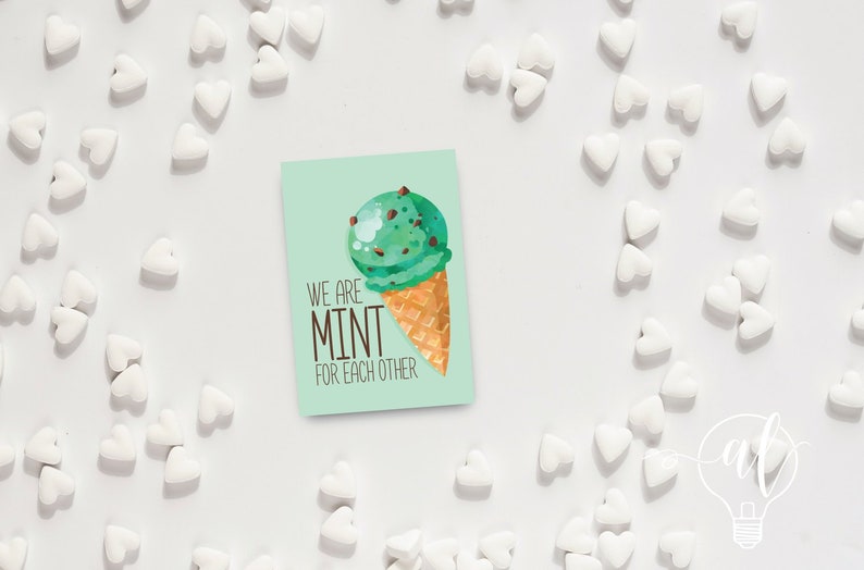 We are mint for each other kids printable valentines, printable ice cream valentines, instant download valentines cards for kids , school image 1