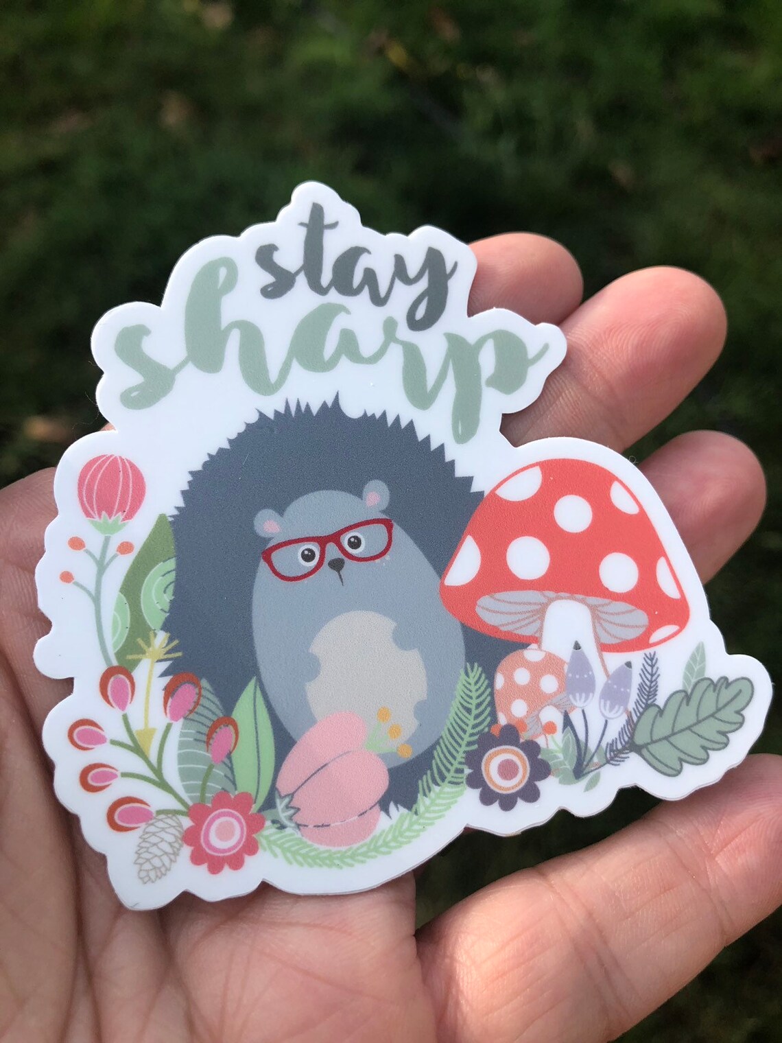 Stay Sharp Hedgehog Sticker, Cute Sticker, Funny Stickers, Hipster ...