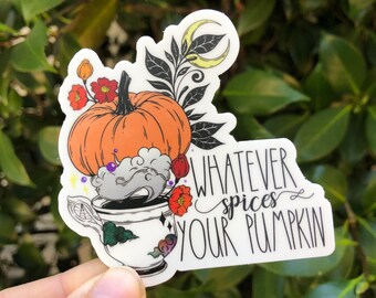 Pumpkin Spice Latte Sticker: Funny Fall Laptop Decal