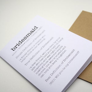 Funny Bridesmaid Proposal Card - Bridesmaid dictionary definition card - Be my bridesmaid - will you be my bridesmaid - ask bridesmaid