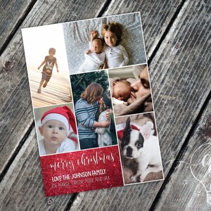 Multi Photo Christmas Card 6 photo christmas card Merry Christmas holiday card christmas photo card photo card photo collage image 4
