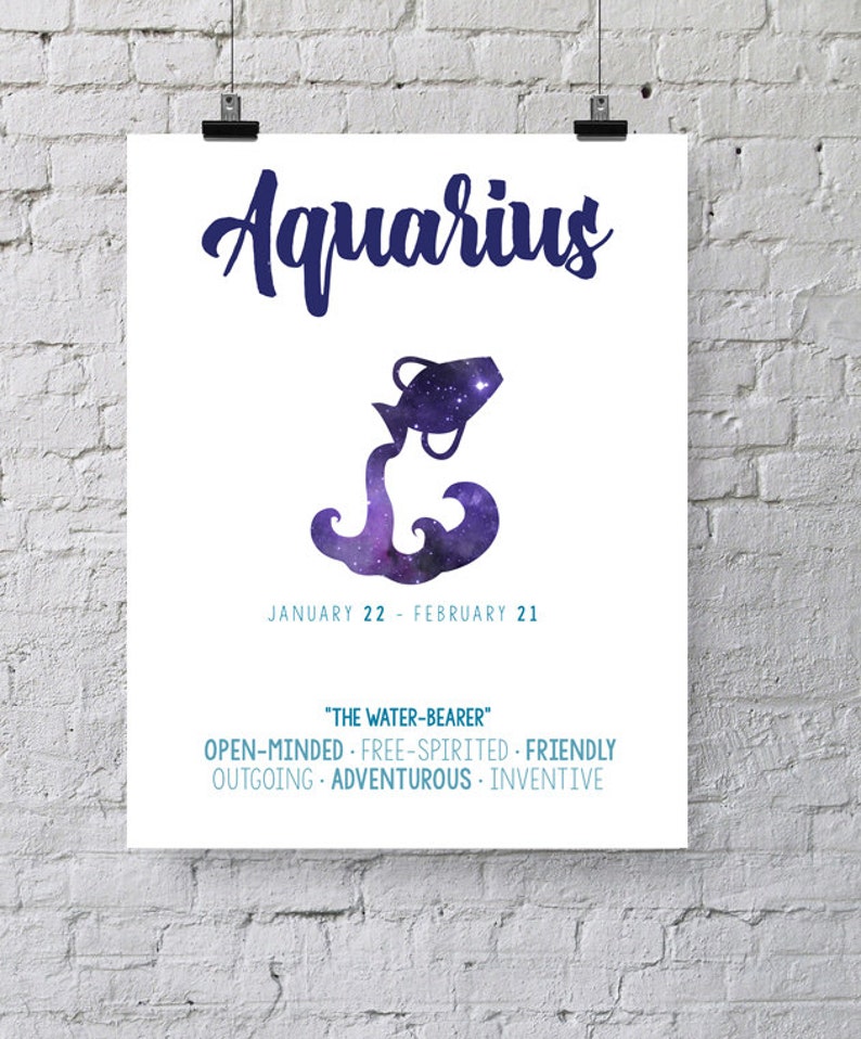 Aquarius Zodiac Wall Art Zodiac Art Wall Art Astrology | Etsy