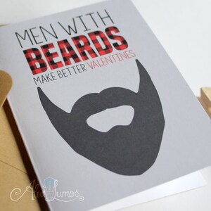 Valentines Card - Men with beards make better Valentines - funny valentines - beard card - valentines day card - beard love - buffalo plaid