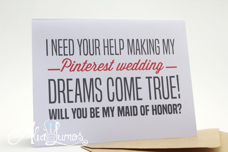 Funny Maid of Honor Proposal Will You Be My Asking Card Etsy