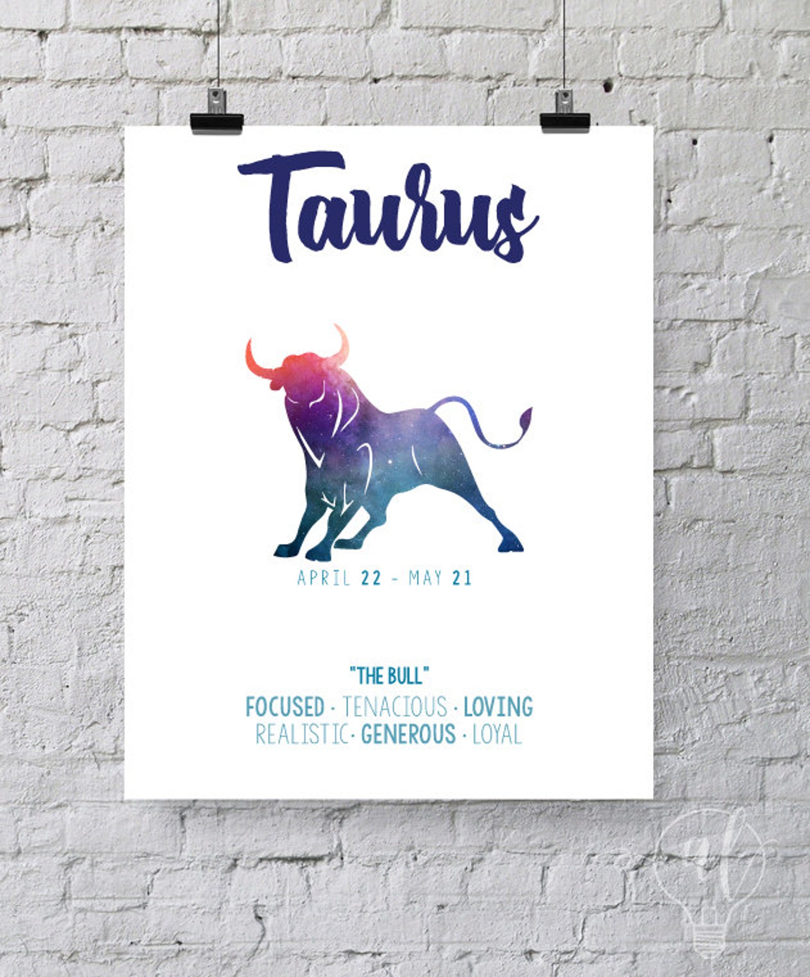 Taurus Zodiac Wall Art Zodiac Art Wall Art Astrology Etsy