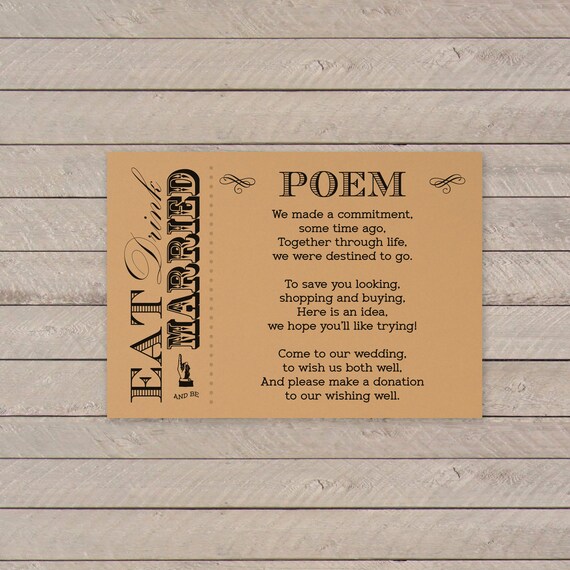 Vintage Fayre Eat Drink And Be Married Wedding Wish Etsy