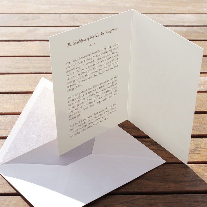 Ivory Lucky Sixpence Keepsake card