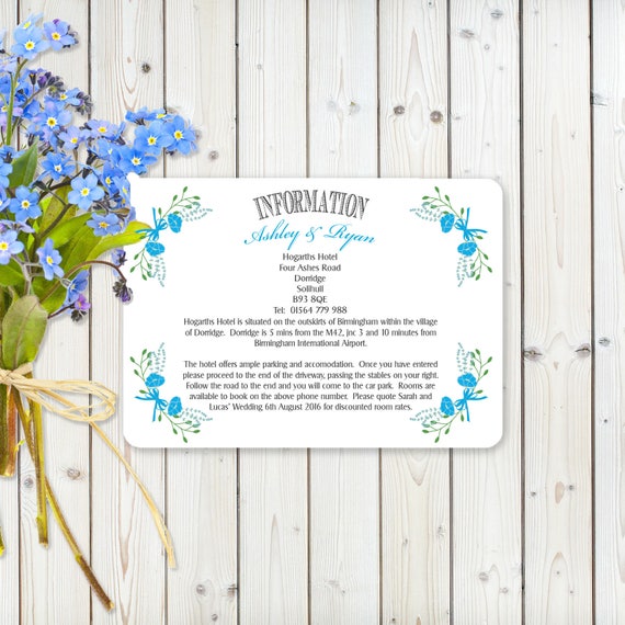 Personalised Vintage Wedding Wish Poem Card Fantasy Floral Blue White Card
