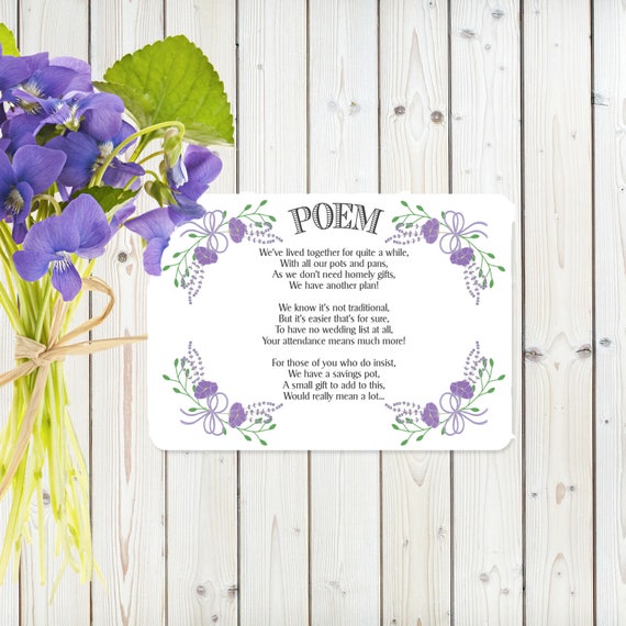 Personalised Vintage Wedding Wish Poem Card Fantasy Floral Blue on Chalkboard