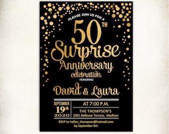 surprise 50th anniversary invitation etsy