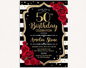 50th birthday invitations etsy