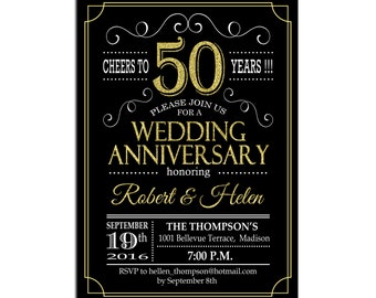 50th wedding anniversary invitations etsy