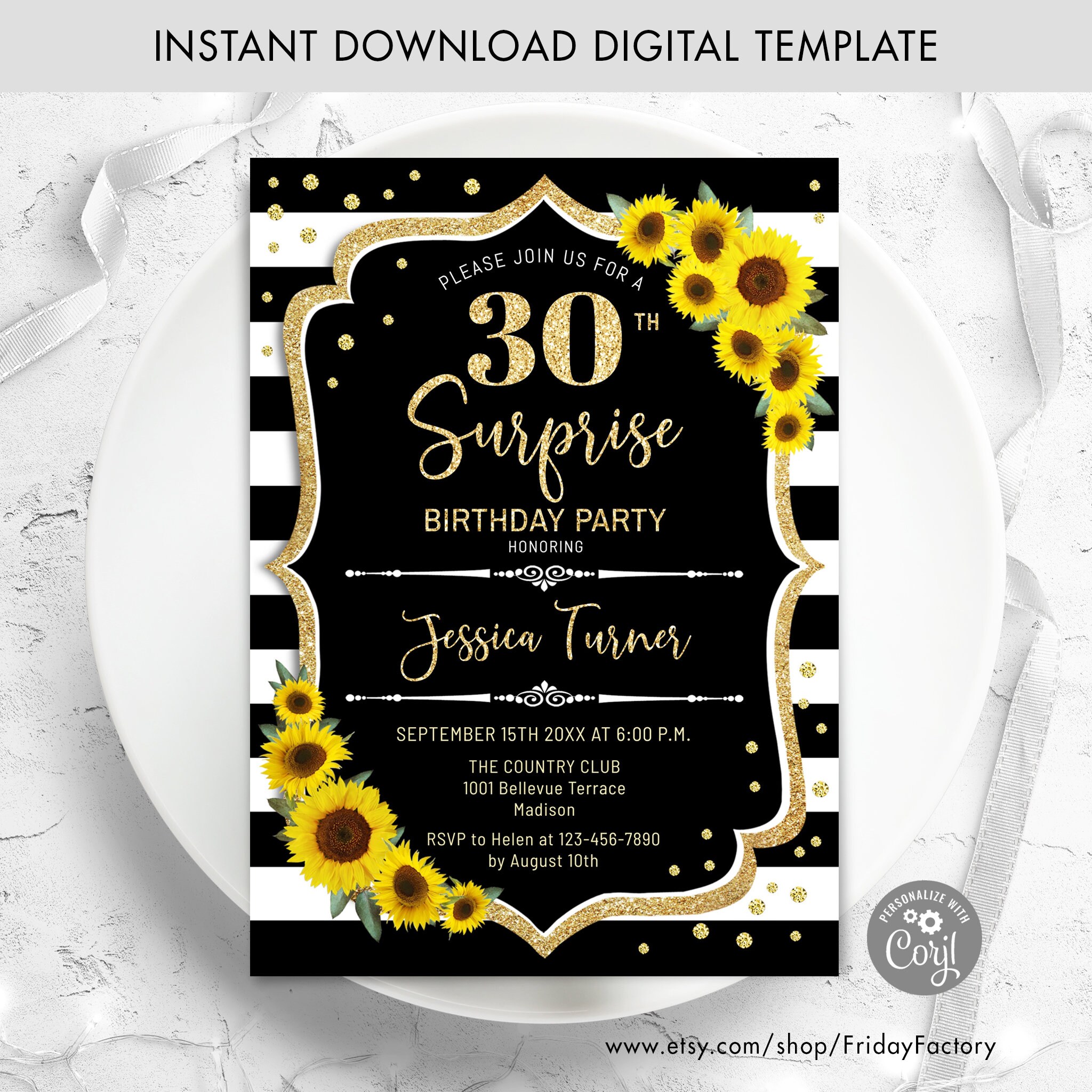 Surprise 21st Birthday Invitation Download Rose Gold (Instant Download) 