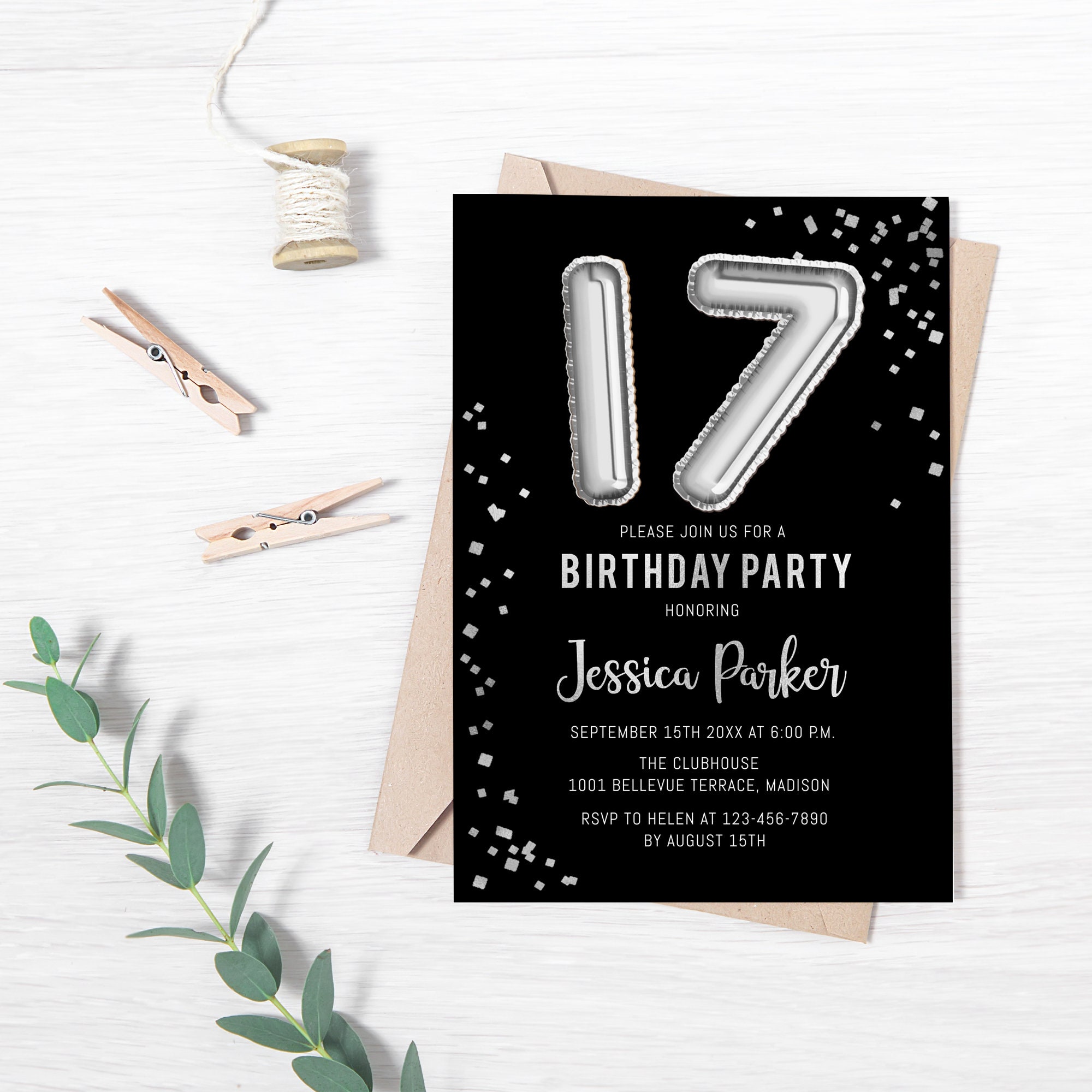 17th Birthday Invitation Template