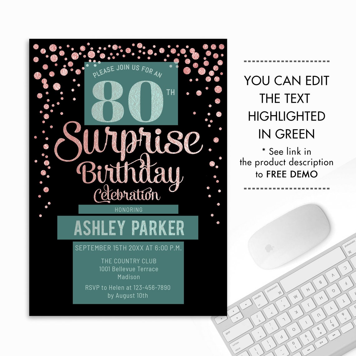 80th Surprise Birthday Invitation INSTANT DOWNLOAD DIY - Etsy