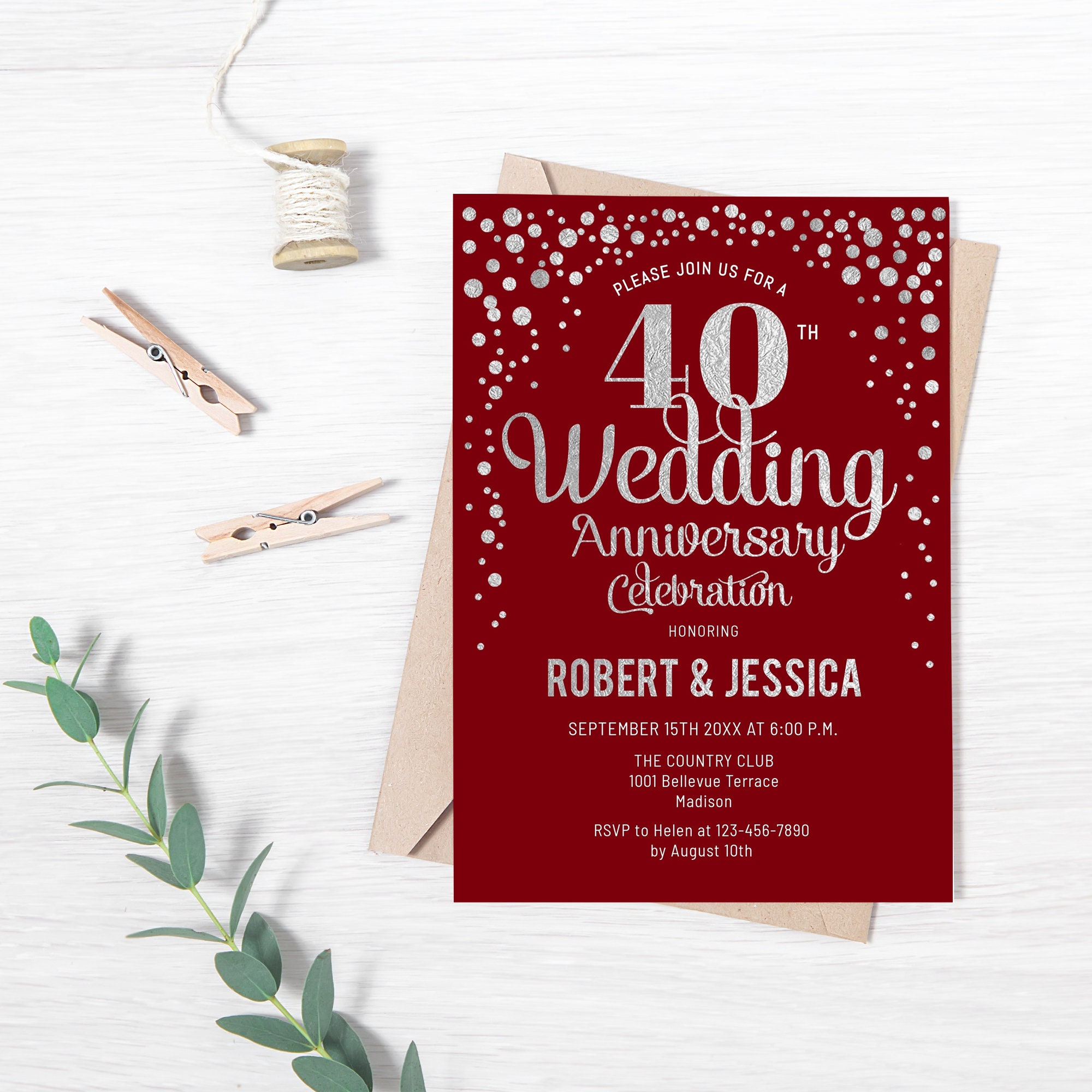 40th-wedding-anniversary-party-invitation-any-year-diy-instant-download-digital-template-glitter-silver-foil-ruby-red-printable-invite-etsy