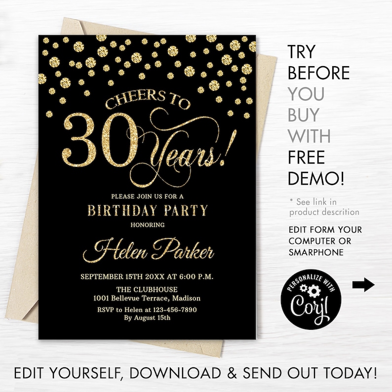 30Th Birthday Party Invitation Template