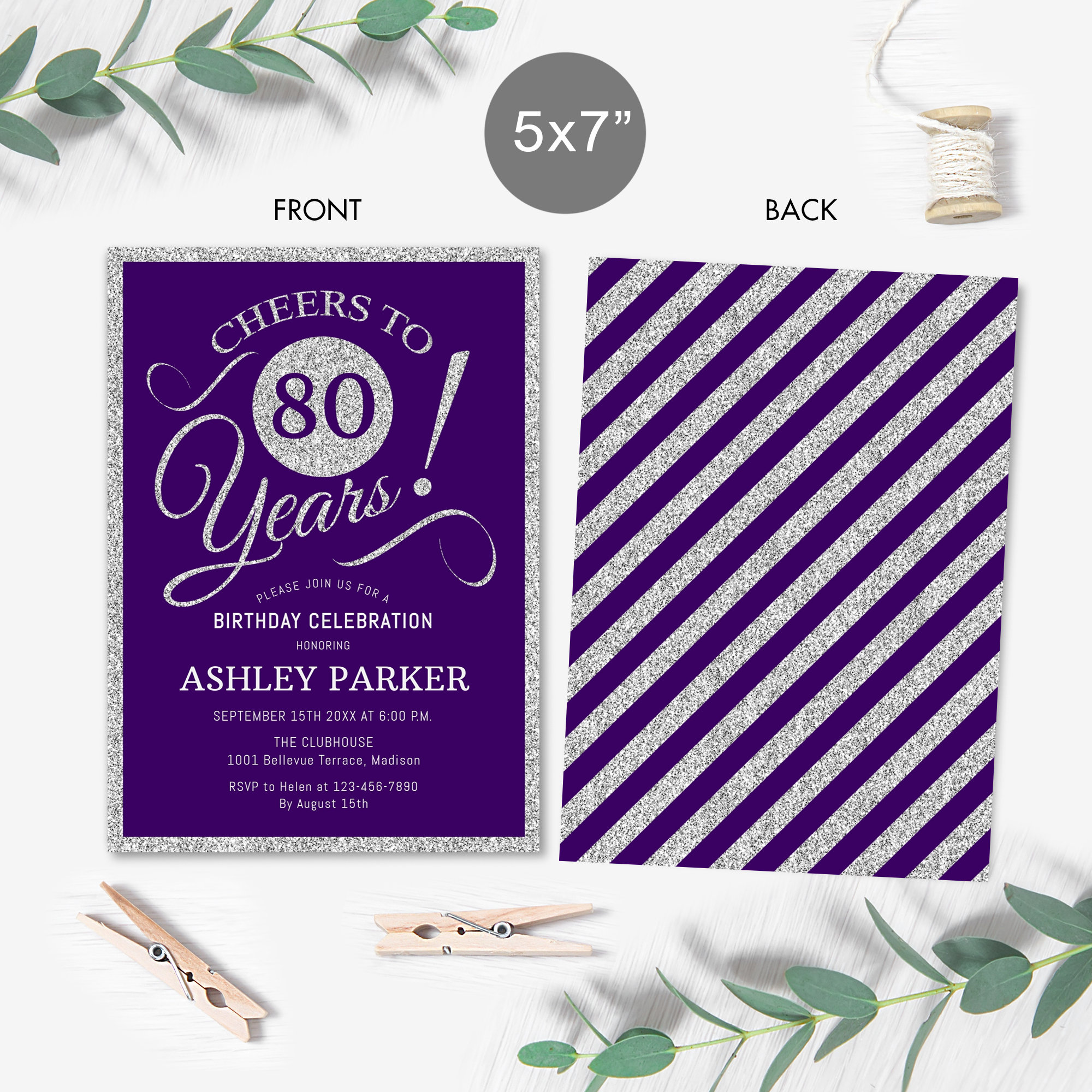 80th Birthday Party Invitation. INSTANT DOWNLOAD DIY Digital | Etsy